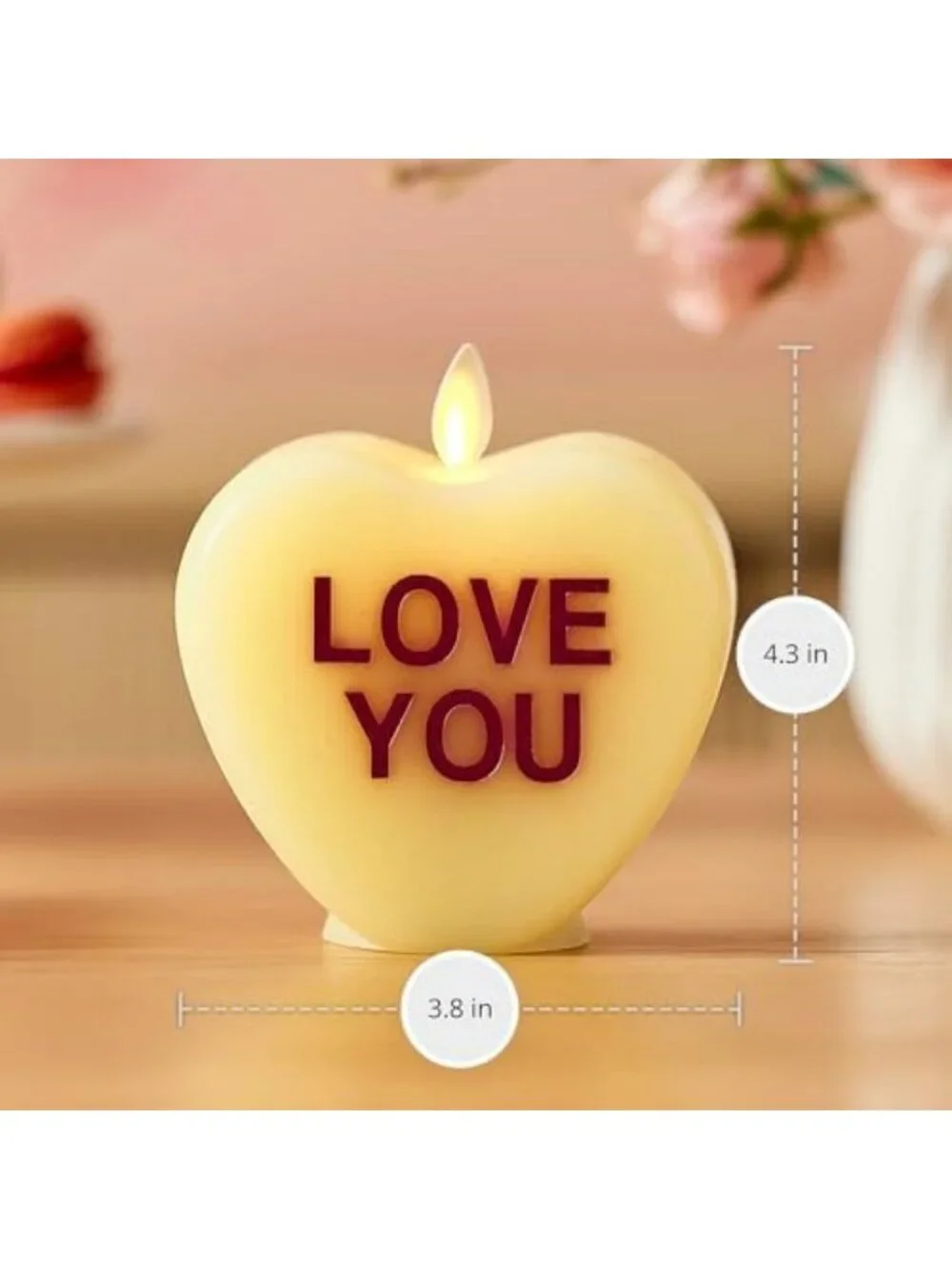 Flameless Romantic LED Candle - Heart Shaped Lemon Chiffon Decor for Valentine's